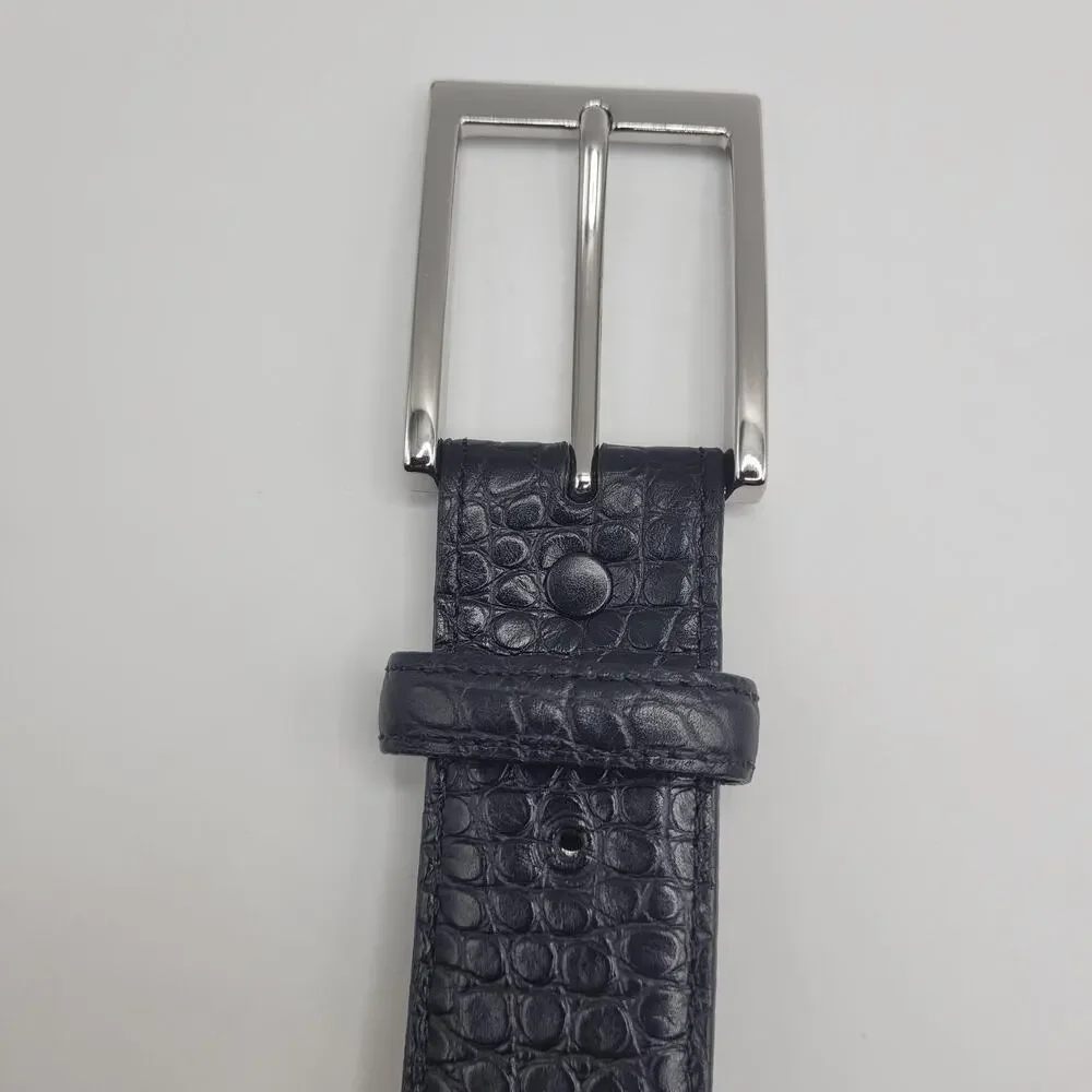 Torino Belt 40 Black Leather Alligator Embossed Calfskin 54260 Dress Classic USA